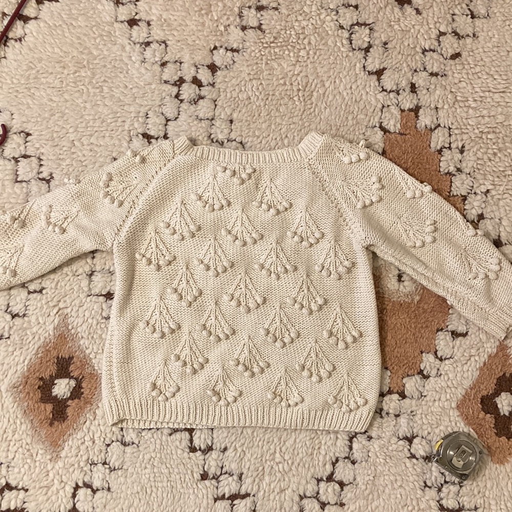 Sien & Co. Bobble Knit 3/4 Sleeve Boatneck Sweater in Ivory Size Small